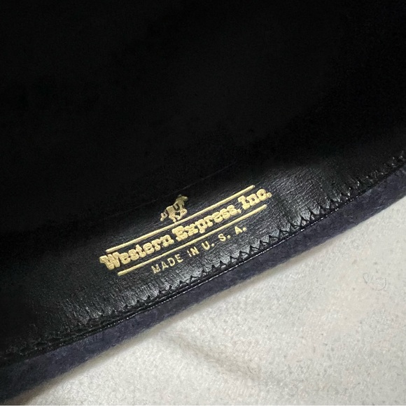 Western Express Inc 100% wool vintage cowboy hat navy blue 7” men - Picture 9 of 9